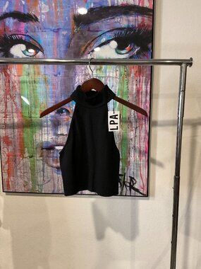 LPA Turtleneck Crop Top Black Small NWT High Neck Halter